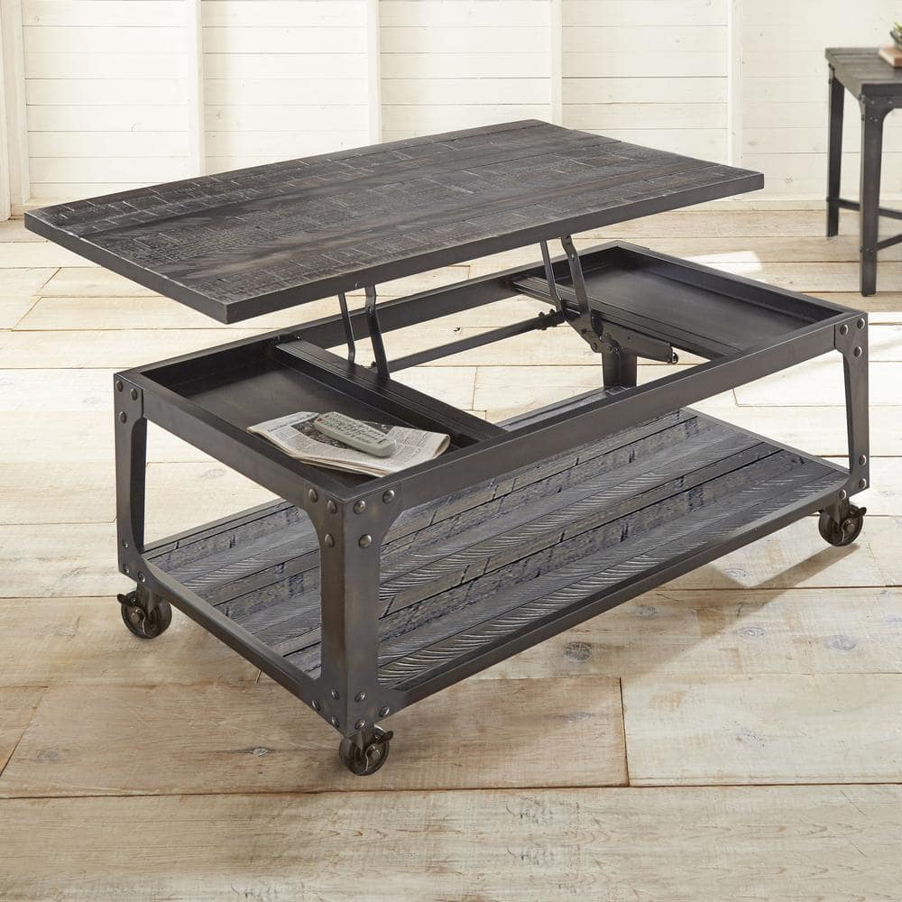 Rustic Tobacco 48" Wood Lift-Top Coffee Table with Storage
