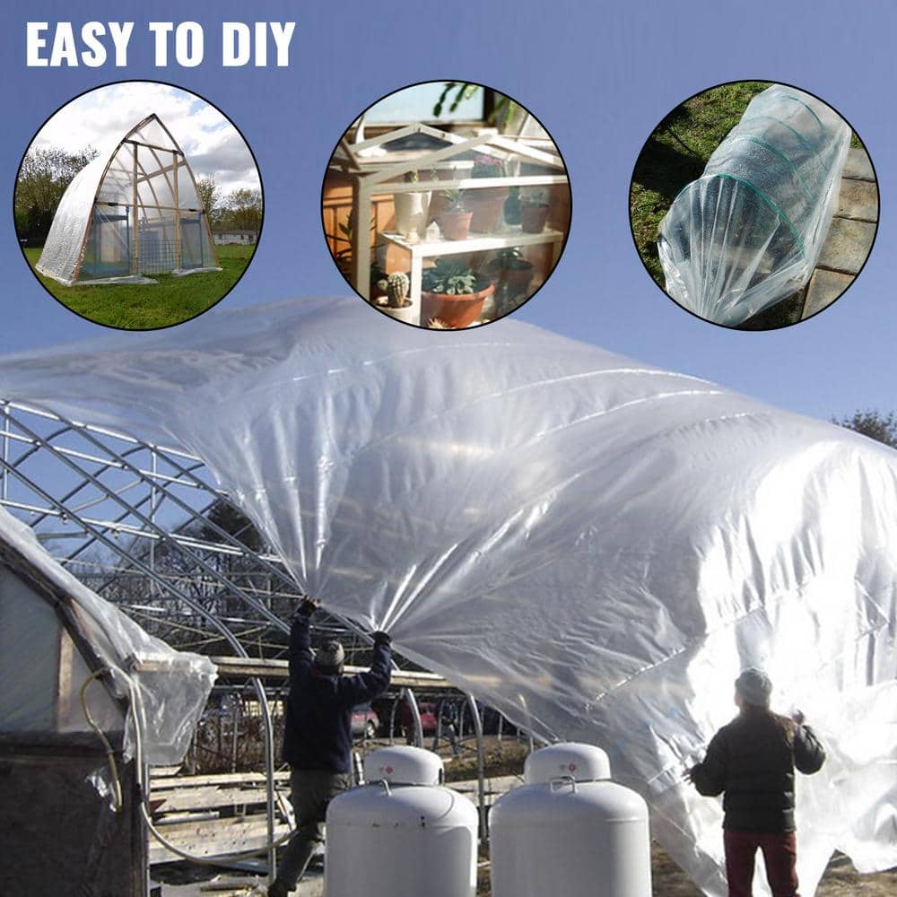 Clear 12' x 25' Polyethylene Greenhouse Film with UV Protection