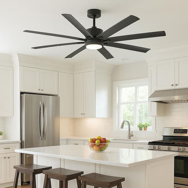HINKLEY Vantage 66.0 in. Indoor/Outdoor Integrated LED Matte Black Ceiling Fan with Remote Control