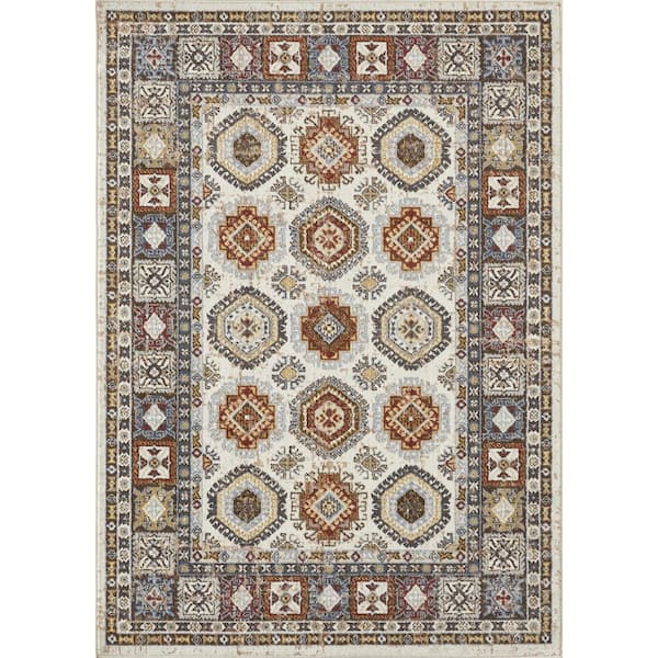 Alsbrooke Delary Cream 5 ft. 3 in. x 7 ft. 3 in. Oriental Polypropylene Area Rug