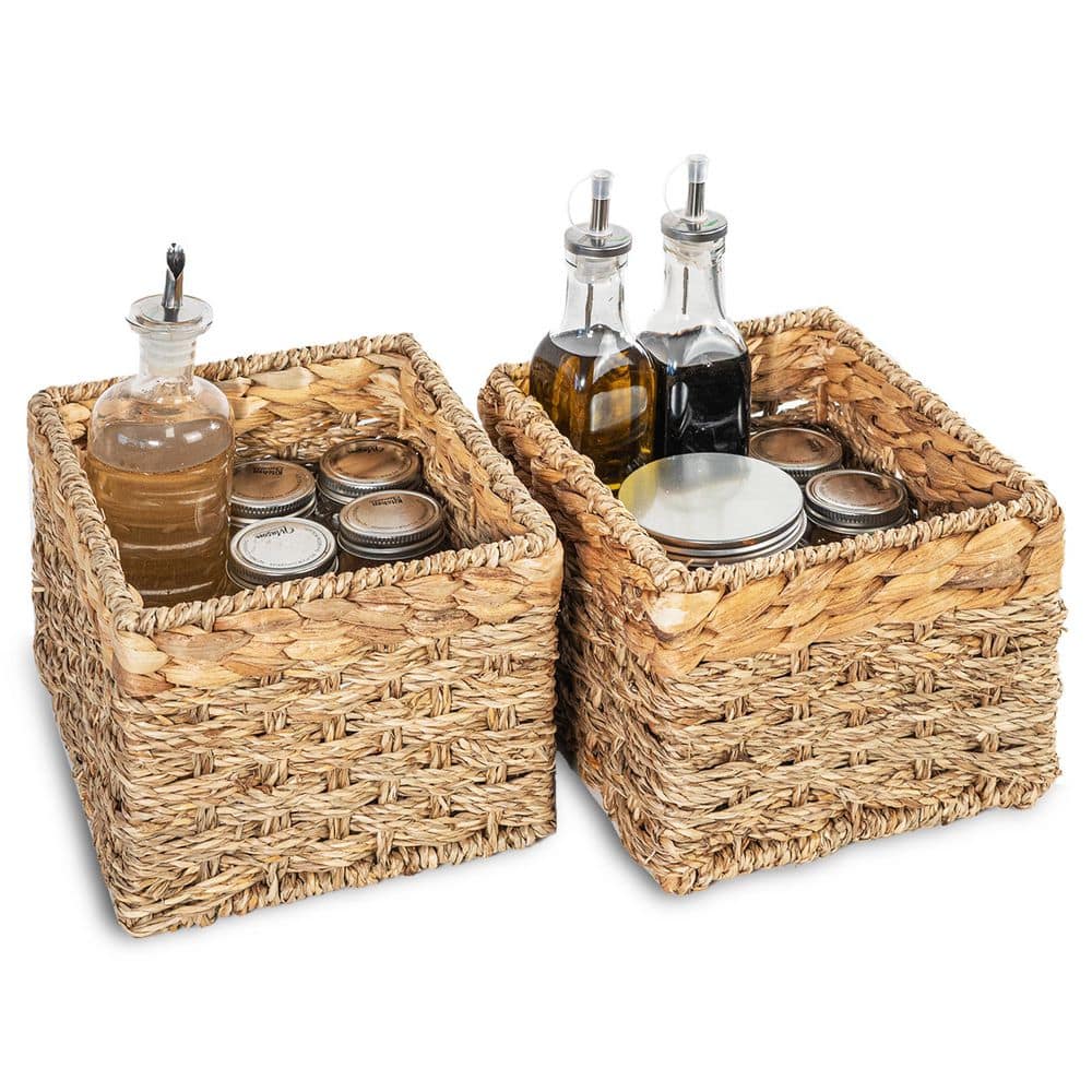 Small Wicker Baskets for Storage Brown 8 in x 5.5 in Wicker Metal