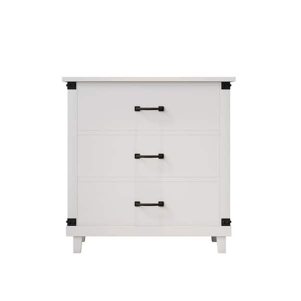 Unbranded 3-Drawer White Nightstand (27.95 in. H x 27.4 in. W x 15.9 in. D)