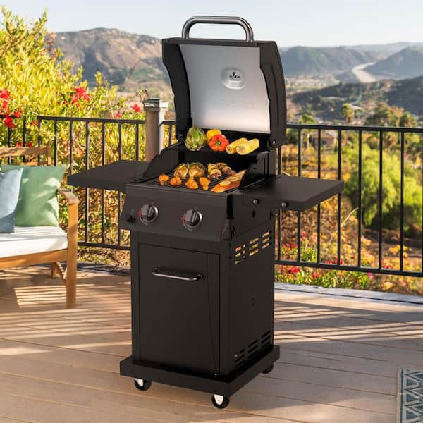 Nexgrill 2 Burner Propane Gas Grill with Folding Side Shelves in