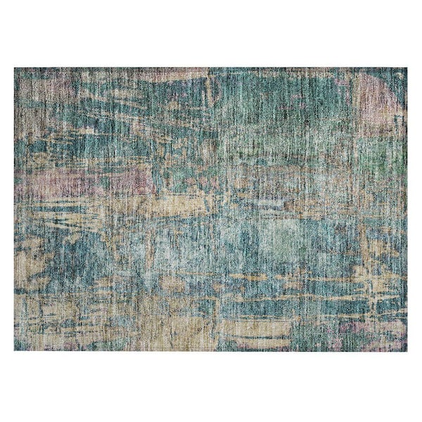 Chantille Machine Washable Indoor/Outdoor Abstract ACN2236 Teal 1 ft. 8 in. x 2 ft. 6 in. Accent Rug