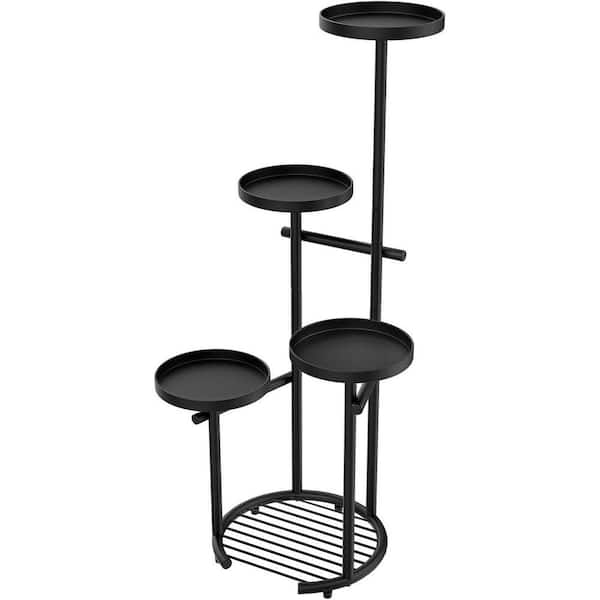WHAT WE WANT WWW_FBFOOTSTAND ① 5-Tier Black Heavy Duty Corner Plant Rack Iron Plant Stand with
