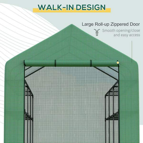 Outsunny 5'x5'x6' Greenhouse / Garden Walk-In 8 Shelves Plant Flower  Portable Walk In Greenhouse