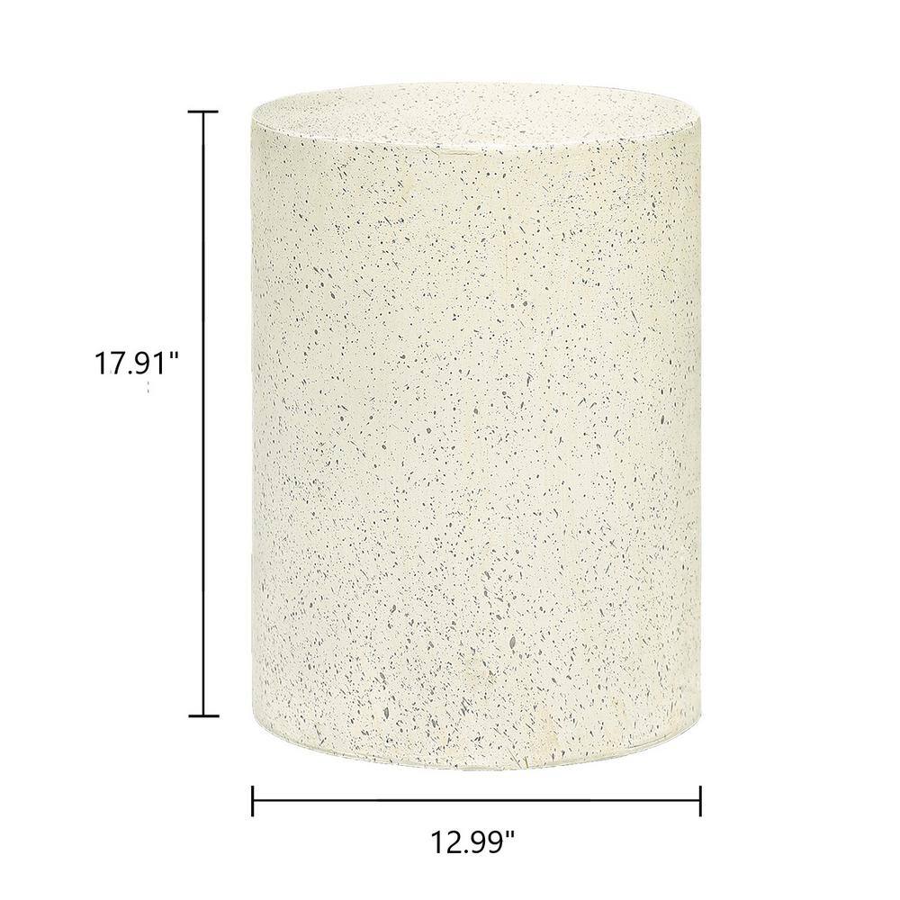 Off-White and Gray Speckled Cement Round Patio Side Table