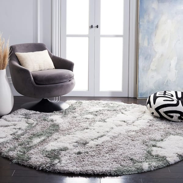 SAFAVIEH Horizon 7 ft. x 7 ft. Gray/Green Abstract Round Rug