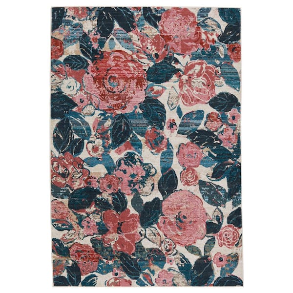 Jaipur Living Illiana Pink/Blue 4 ft. x 5 ft. 7 in. Floral Rectangle Indoor/Outdoor Area Rug