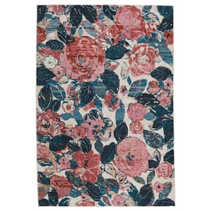 Illiana Pink/Blue 9 ft. 6 in. x 12 ft. 7 in. Floral Rectangle Indoor/Outdoor Area Rug