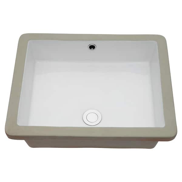 Unbranded AquaVista 20 in. x 15.5 in. Ceramic Rectangular Undermount Bathroom Sink in White with Overflow
