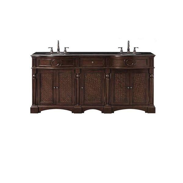 Home Decorators Collection Palermo 73 in. Double Vanity in Antique Cherry with Marble Vanity Top in Black