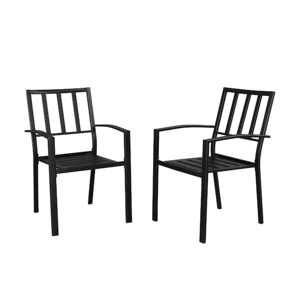 Winado Black Metal Outdoor Dining Chair (Set of 2)