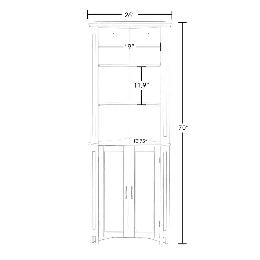 White Tall Corner Storage Cabinet with Adjustable Shelving