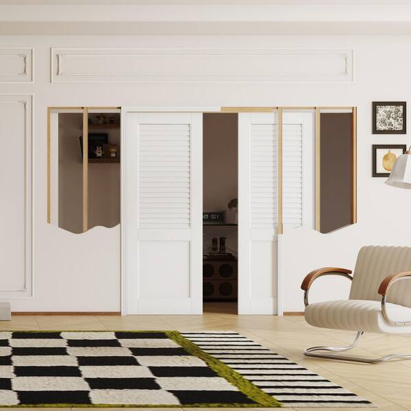 TENONER 32 in. x 80 in. Pre-Assembled Half Louvered Panel