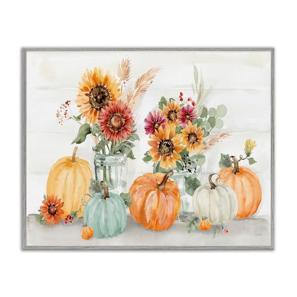Stupell Industries Autumn Ramble Country Bouquets by Katrina Pete Gray Framed Graphic Nature Art Print 24 in. x 30 in.