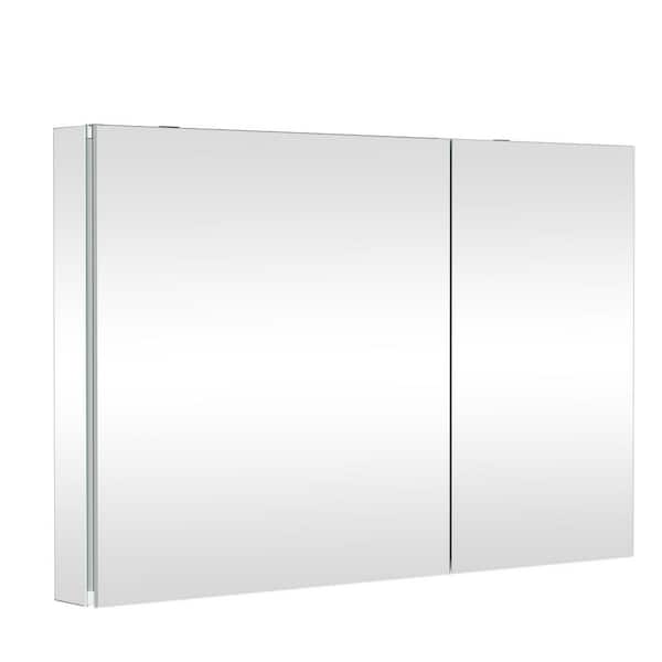 40 in. W x 26 in. H Rectangular Aluminum Recessed or Surface-Mount Medicine Cabinet with Mirror and 2 Doors