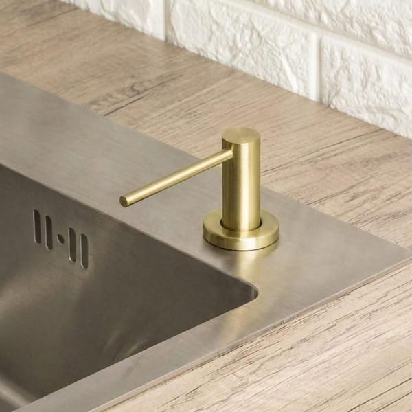 Champagne Gold Kitchen Sink Soap Dispenser with Built in Bottle and Stainless Steel Screw, Countertop Pump Hand Lotion