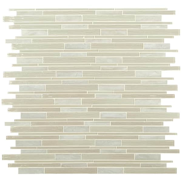 MSI Snowcap Interlocking 11.81 in. x 12.2 in. Textured Glass;Stone Floor and Wall Tile (1 sq. ft./Each)