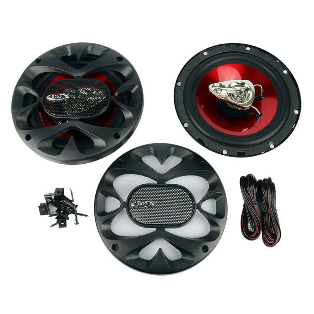 6.5 in. 300 Watt 3-Way Car Coaxial Audio Red Stereo Speakers (Pair)