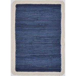 Bordered 19 in. x 13 in. Indigo Cotton Placemat (Set of 4)