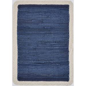 Bordered 19 in. x 13 in. Indigo Cotton Placemat (Set of 4)