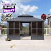 Purple Leaf Ft X Ft Sunroom Hardtop Gazebo Solarium Galvanized Steel Double Roof