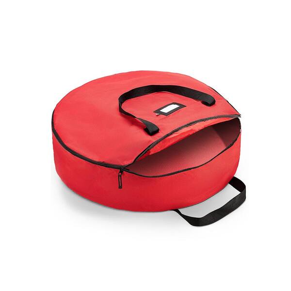 OSTO 48 in. Artificial Red Christmas Waterproof and Tear Proof Polyester Wreath Storage Bag
