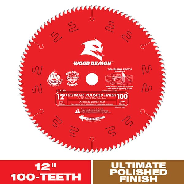 Diablo 12in X 100 Tooth Ultimate Polished Finish Saw Blade For Wood