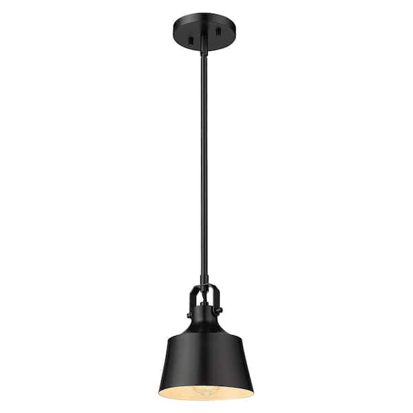 Provin 100-Watt 1-Light Matte Black Standard Mini Pendant Light with Metal Shade