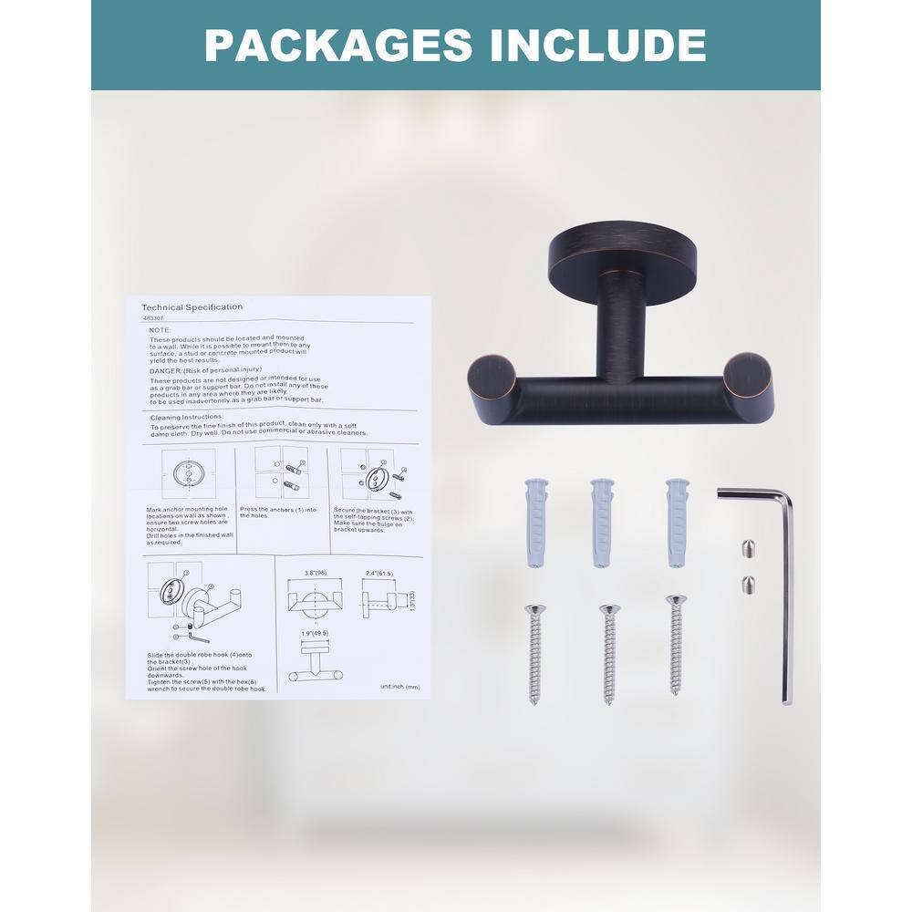 Oil Rubbed Bronze Double J-Hook Wall Mounted Towel Hook