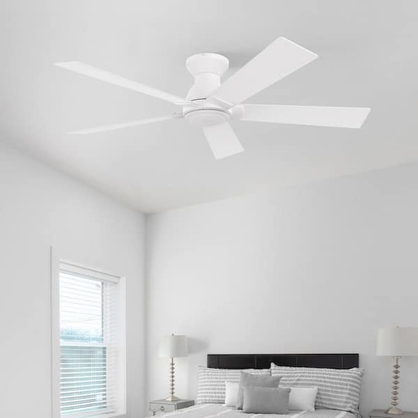 Vetric II 52 in. Indoor White 10-Speed DC Motor Flush Mount Ceiling Fan without light, with Remote Control