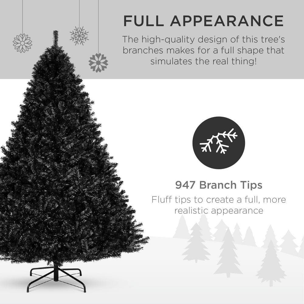 6ft Black PVC Full Artificial Christmas Tree with Metal Base