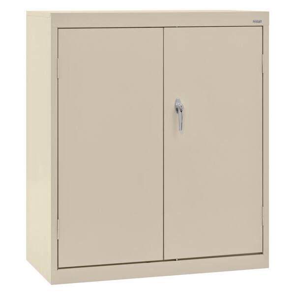 Sandusky Classic Series Steel Counter Height Storage Cabinet with Adjustable Shelves in Putty (36 in. H x 36 in. W x 24 in. D)