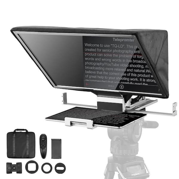 Teleprompter, 16 in. Aluminum Alloy, Floor Type with Adjustable Angle Spectroscope, Remote Control, for YouTube, Twitch