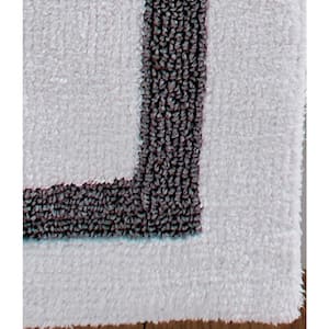 Hotel Collection White/Gray 17 in. x 24 in. 100% Cotton Bath Rug