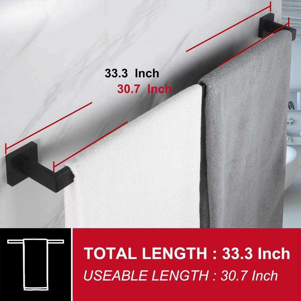 Matte Black 32-Inch Stainless Steel Wall Mounted Towel Bar