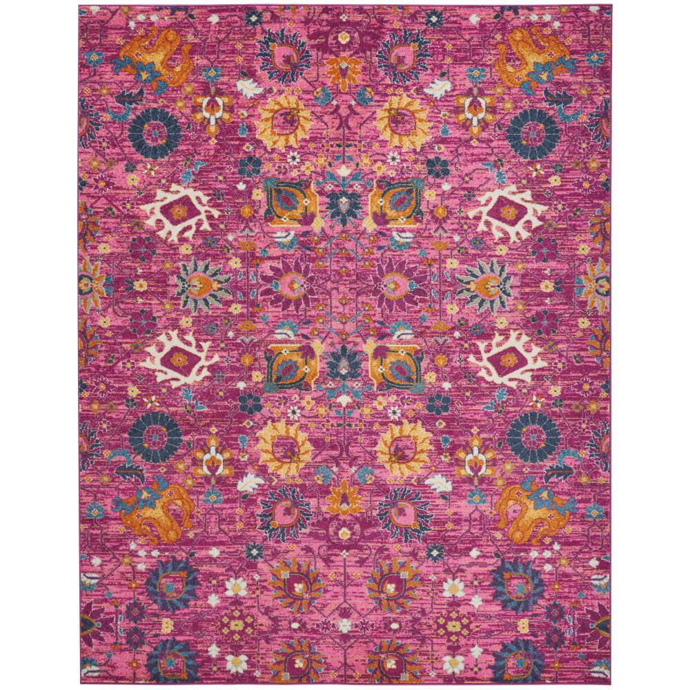 Fuchsia Floral Fantasy 9' x 12' Synthetic Easy-Care Rug