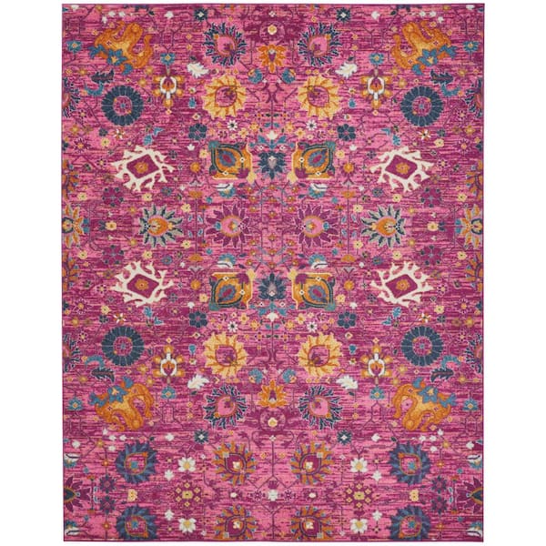 Nourison Passion Fuchsia 9 ft. x 12 ft. Floral Transitional Area Rug