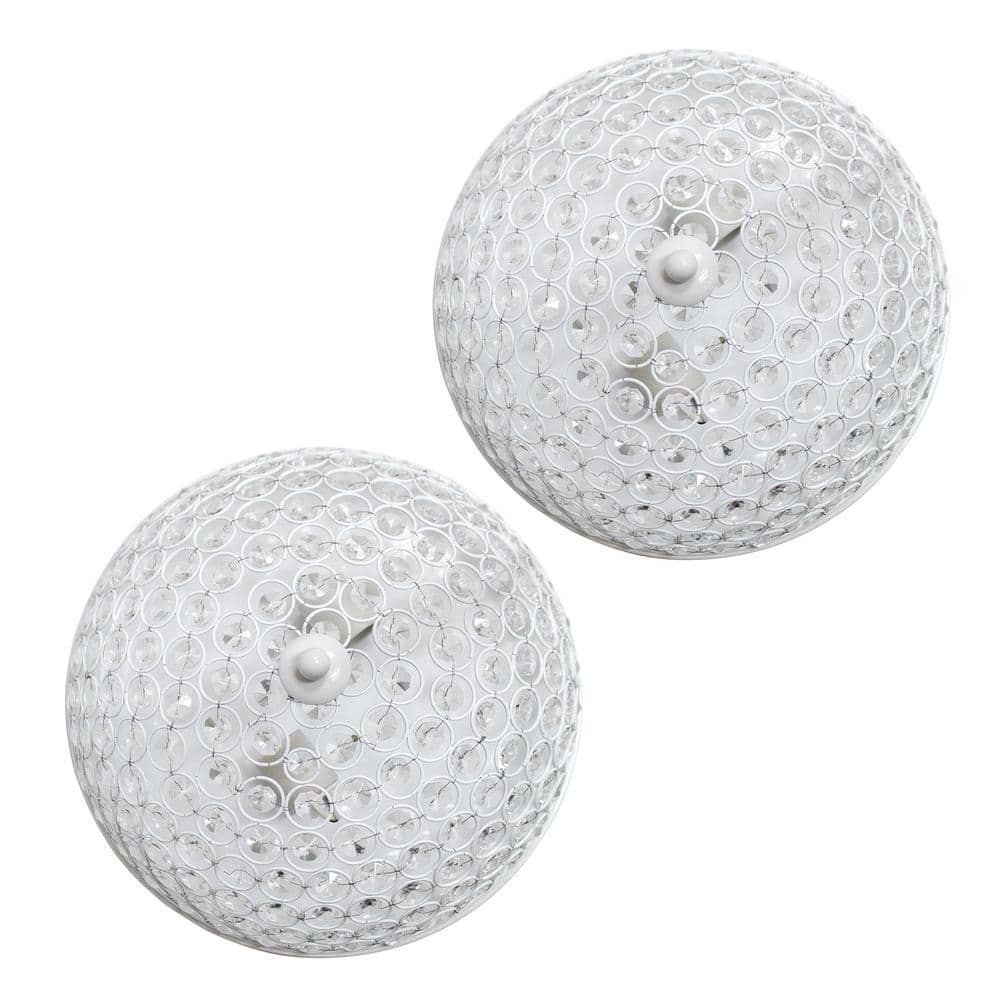 Elegant Crystal Harmony 4-Light White Flush Mount Ceiling Fixture