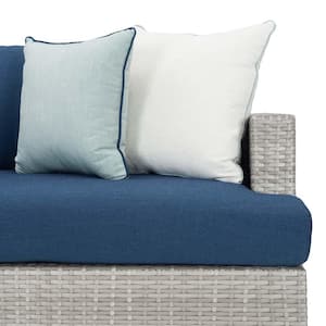 Portofino Casual Gray 7-Piece Aluminum Patio Conversation Motion Seating Set with Sunbrella Laguna Blue Cushions