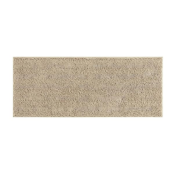 Laura Ashley Astor With TPR Backing 24 in. x 60 in. Linen Solid Color Polyester Rectangle Bath Mat