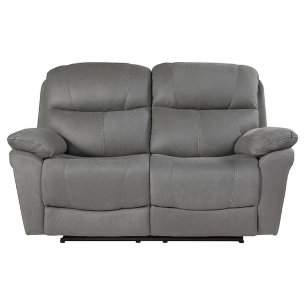 EVERGLADE HOME Mackay 65 in. W Flared Arm Microfiber Straight Power Reclining Double Loveseat with Power Adjustable Headrests in Gray