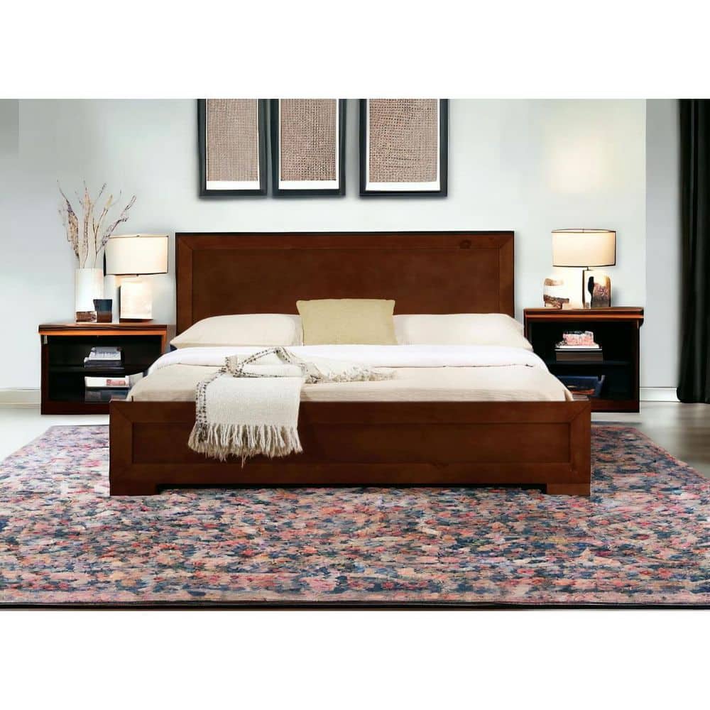 Brown Wood Frame Queen Panel Bed