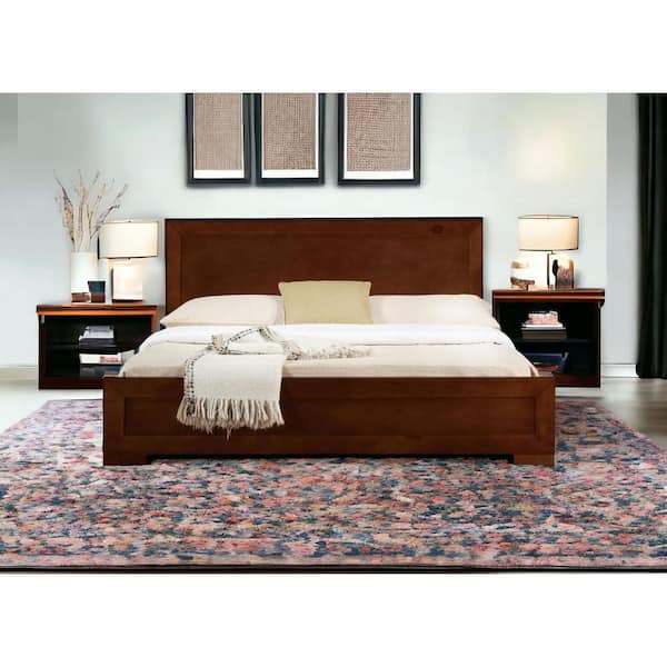 Brown Wood Frame Queen Panel Bed