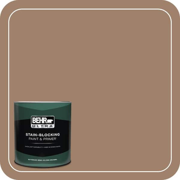 BEHR ULTRA 1 qt. #ECC-40-3 Seasoned Acorn Semi-Gloss Enamel Exterior Paint & Primer