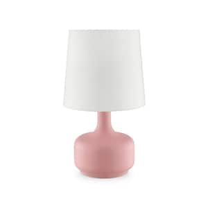 Cheru 17.25 in. Powder Pink Mid-Century Modern Touch On Metal Table Lamp
