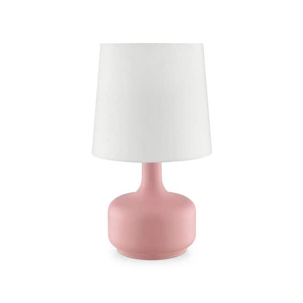 ORE International Cheru 17.25 in. Powder Pink Mid-Century Modern Touch On Metal Table Lamp