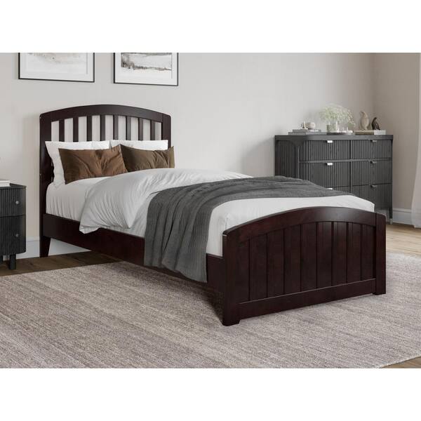AFI Quincy Espresso Black Solid Wood Frame Twin XL Low Profile Platform Bed Matching Footboard