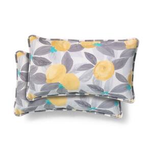 20 in. x 12 in. Stone Gray Lemons Outdoor Lumbar Pillow (2-Pack)